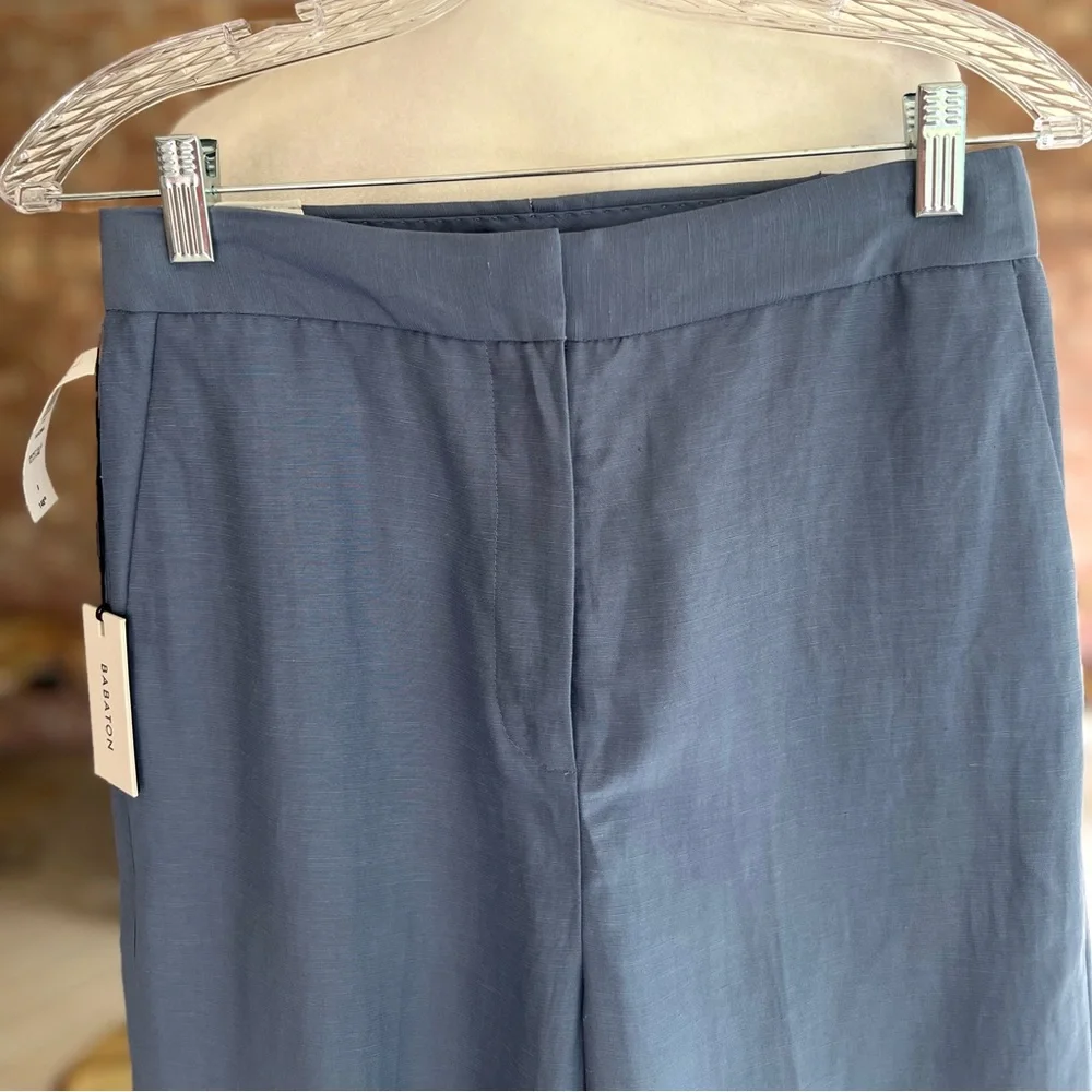 Babaton Aritzia Tahoma Blue Linen Blend Crop Pants Culottes S NWT Quiet Luxury